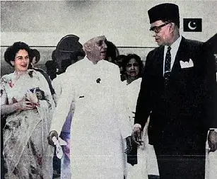 Jawaharlal Nehru with Firoz Khan Noon Prime Minister of Pakistan 1958