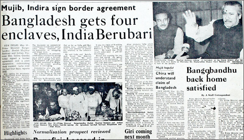 Indira Gandhi Sheikh Mujibur Rahman Berubari Border Agreement